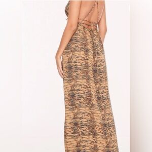 INDAH River Backless Maxi Dress Size Small - Tiger Print